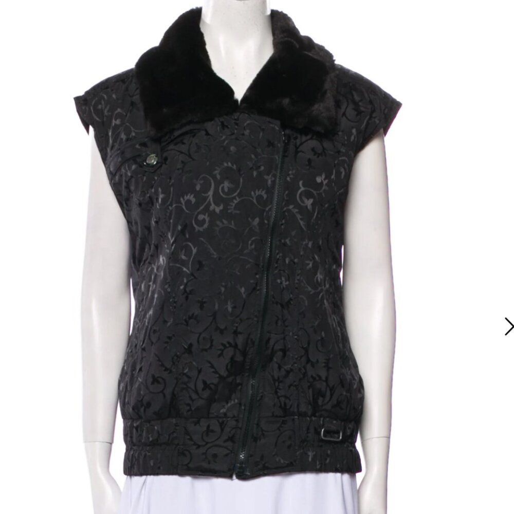 Nils Black Quilted Ski Vest with Faux Fur Collar - Size 12